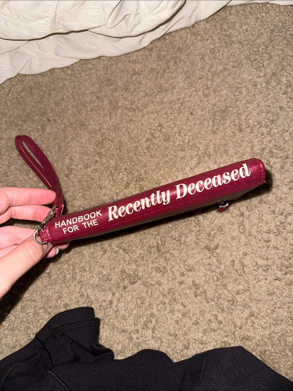 Hot Topic Burgundy "Handbook for the Recently Deceased" Wristlet Wallet - Picture 4 of 4
